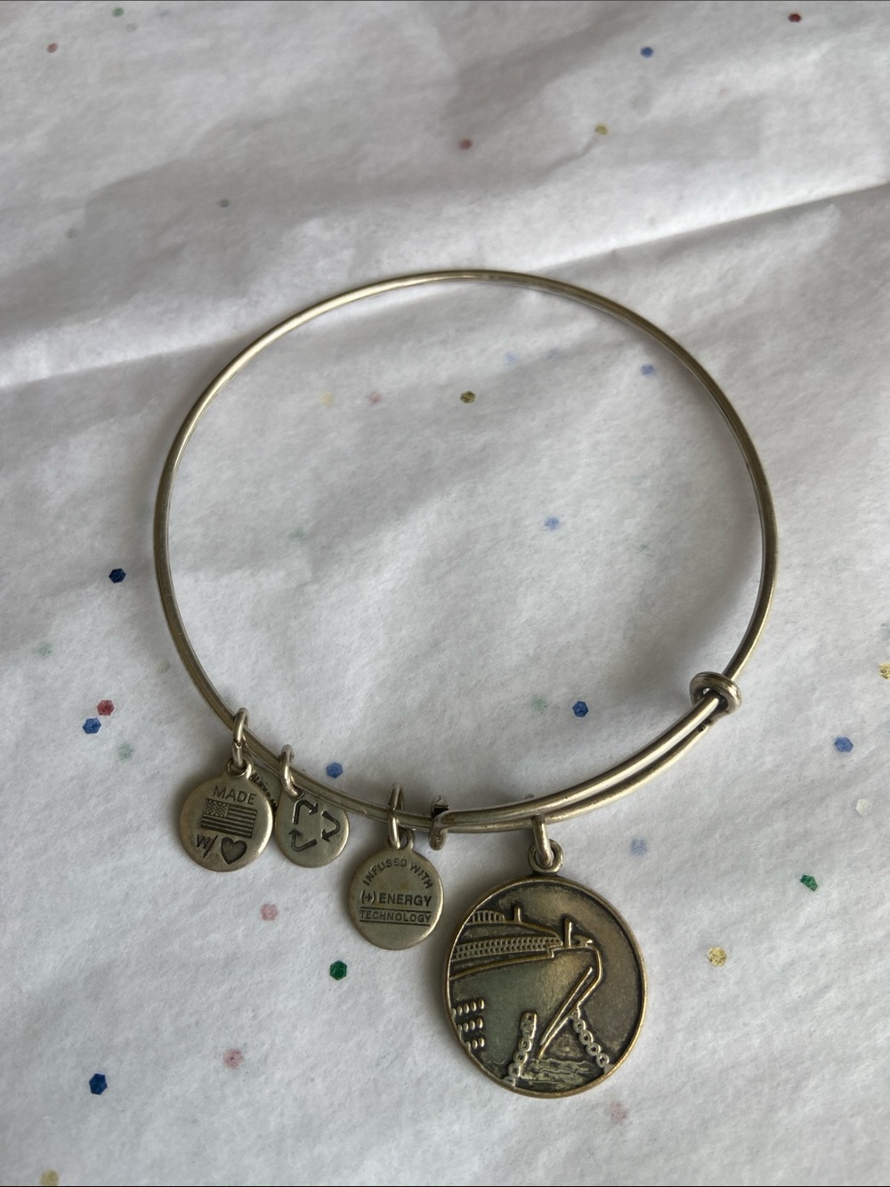 Alex and Ani Ship Charm Bangle+ Energy charms